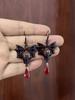 Gothic Vampire Bat Earrings For Women Man Fashion Witch Jewelry Accessories Red Crystal Vintage Bat Pendant Ear Hooks