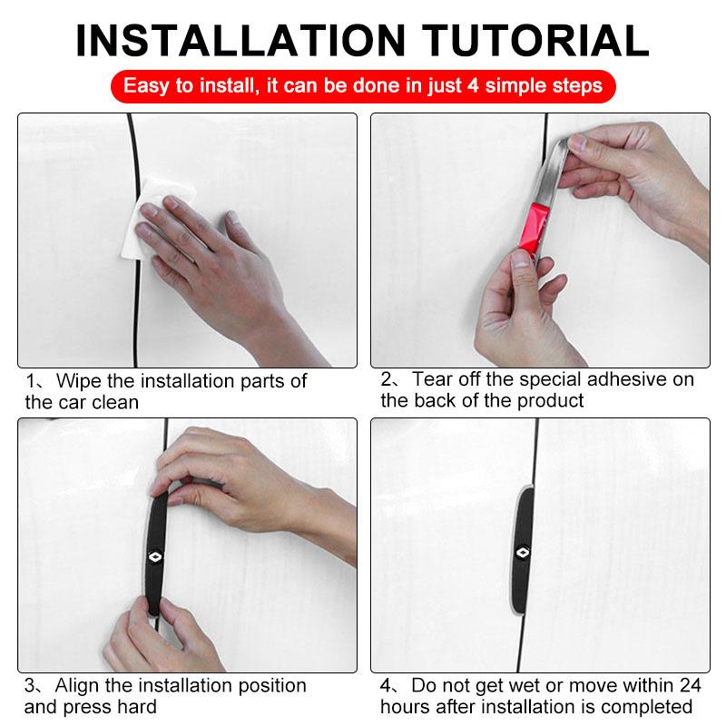 4 шт. Защитная полоса от столкновений на дверь автомобиля, наклейка для защиты зеркала заднего вида для Renault Dacia Clio Laguna 2 Megane 2 3 Duster Logan Captur