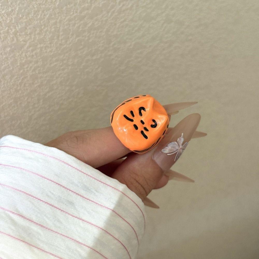 Korean Style Drip Oil Cat Ring Jewelry Accessories Chunky Enamel Ring Painting Ring Decoration