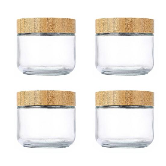 Yousheng 4Pcs/Set Overnight Oats Jars Glass Airtight Jars with Lids Leakproof Meal Prep Containers Reusable Sealed Food Storage Jars for Breakfast
