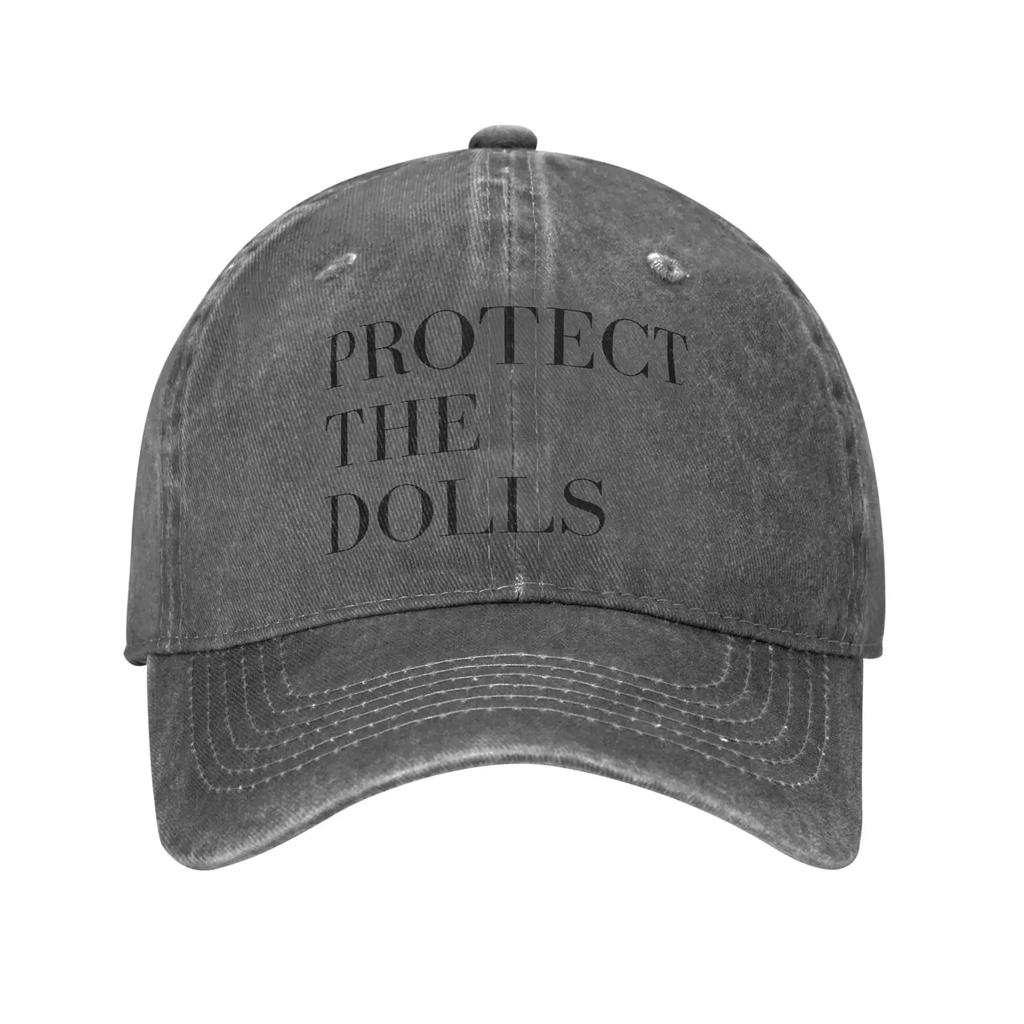 Baseball Cap Protect The Dolls Summer y2k Retro Trucker Hat Black Letter Print Men Adult Tennis Skate Sunscreen Baseball Caps