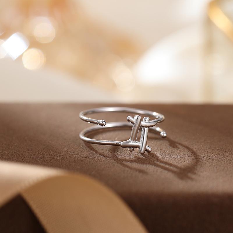 Кольцо Зодиака из серебра 925 пробы Banyan Tree, двухслойное: Элегантный, Унисекс, Модный Аксессуар на Указательный Палец