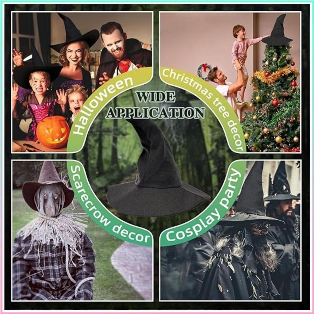 Костюм на Хэллоуин, Колпак ведьмы с острым концом, Черный, Шляпа ведьмы, Высокое качество, Хэллоуин, Декоративная шляпа ведьмы