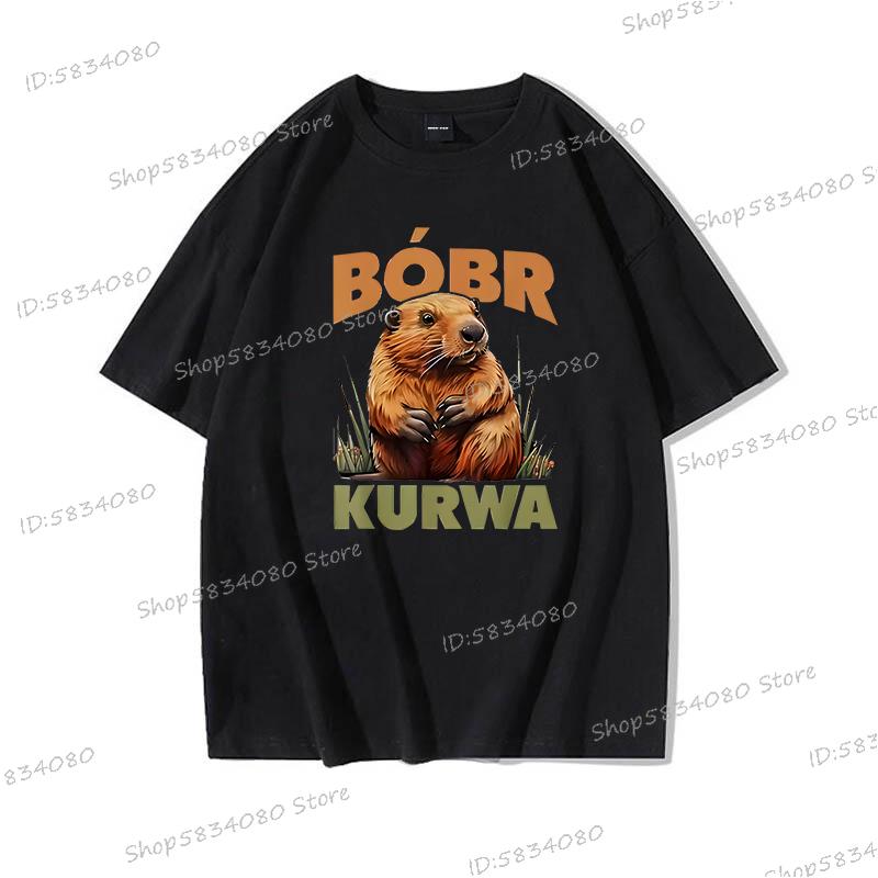 Cartoon Bobr Kurwa Tshirt High Quality 100 Cotton Short Sleeve Tee Tops Kurwa Bober Unisex Fashion Casual Tshirts Graphic Printed