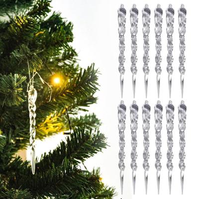 12 шт. Акриловые сосульки Рождественские украшения Прозрачные хрустальные сосульки Украшения для подвешивания на рождественскую елку для Рождества, Нового года, праздника, свадьбы