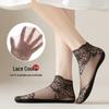 Women's Summer Rose Lace Cotton Socks - Black, Breathable, Thin, Short Stockings