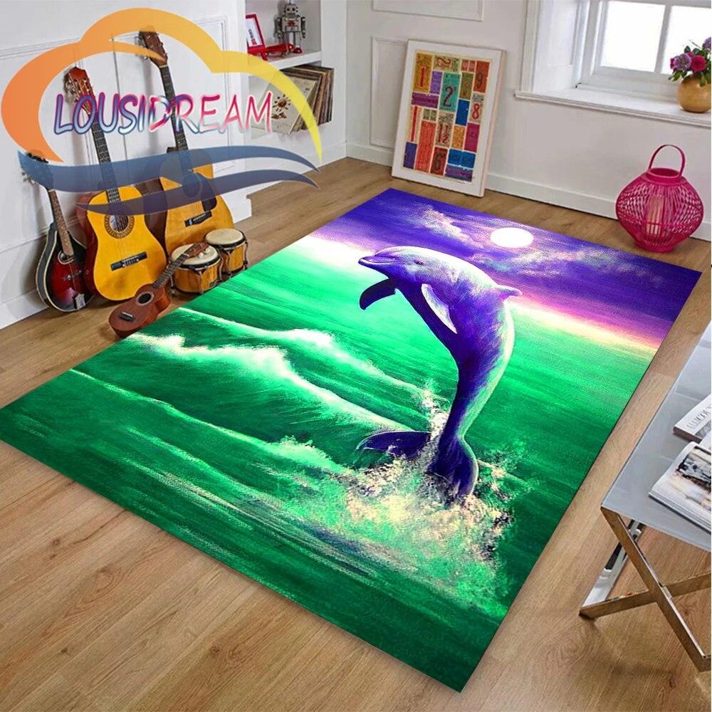 Ковер из мира морских животных Delphinidae, океанические дельфины, гостиная, спальня, большая площадь, мягкий 3D модный декоративный коврик