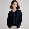 Spring round neck beaded silk shirt top with a small fragrance style, made of 21 mm cotton, suitable for women