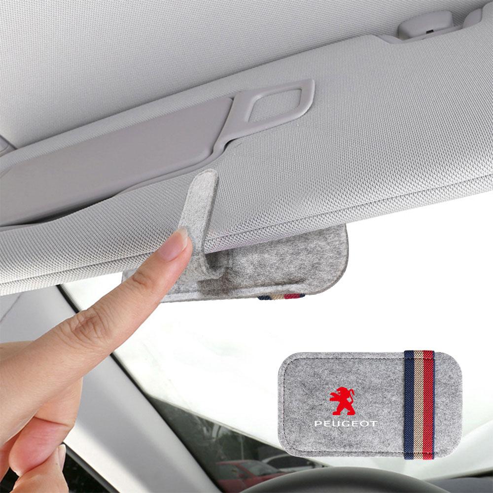 Universal Eyeglass Clip Sun Visor Clip Sunglasses Storage Accessories For Peugeot 206 307 301 308 3008 207 208 407 408 508 2008