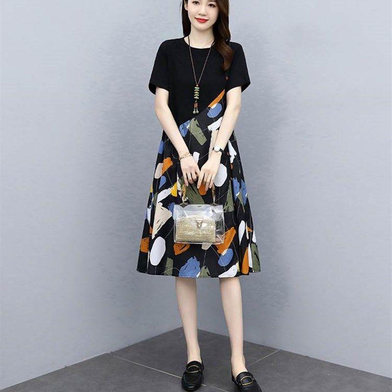 2023 Summer Women Loose Casual Print plus Size Dress Dresses
