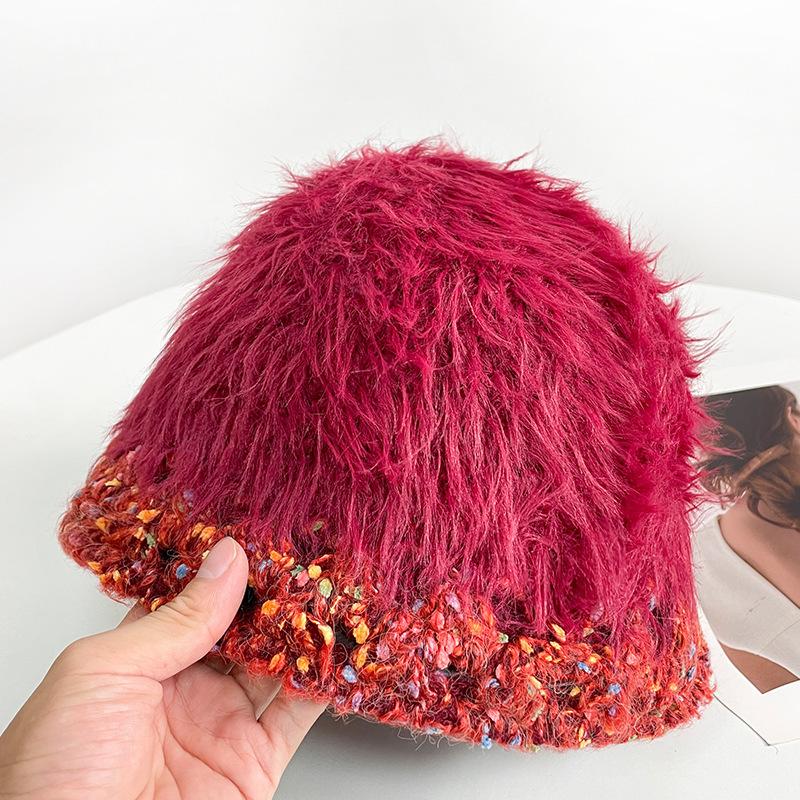 Big Head Circumference Knitted Hat for Women, Small Face In Autumn and Winter, Warm Bucket Hat, Enlarged and Deepened Ear Protector Basin Hat