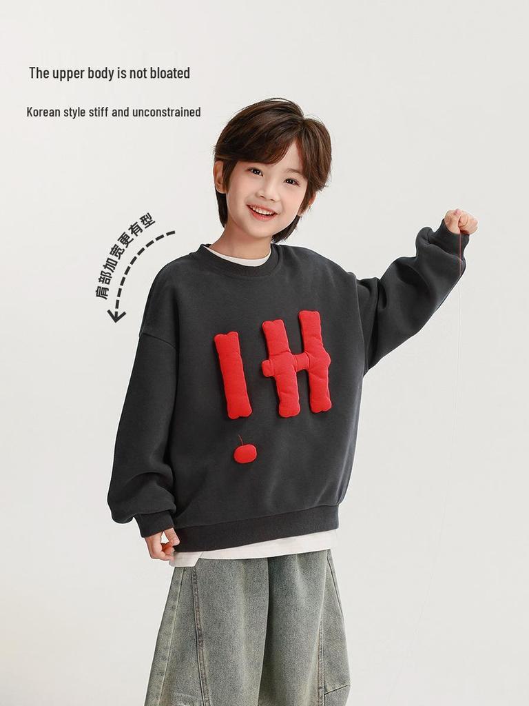 Fairy Tale Memory 2025 Весна/Осень Детский серый свитшот с 3D аппликацией в виде букв