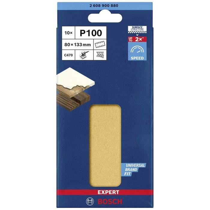 Bosch Accessories EXPERT C470 2608900880 Papier abrasif pour ponceuse vibrante perforé Grain 100 (L x l) 133 mm x 80 mm