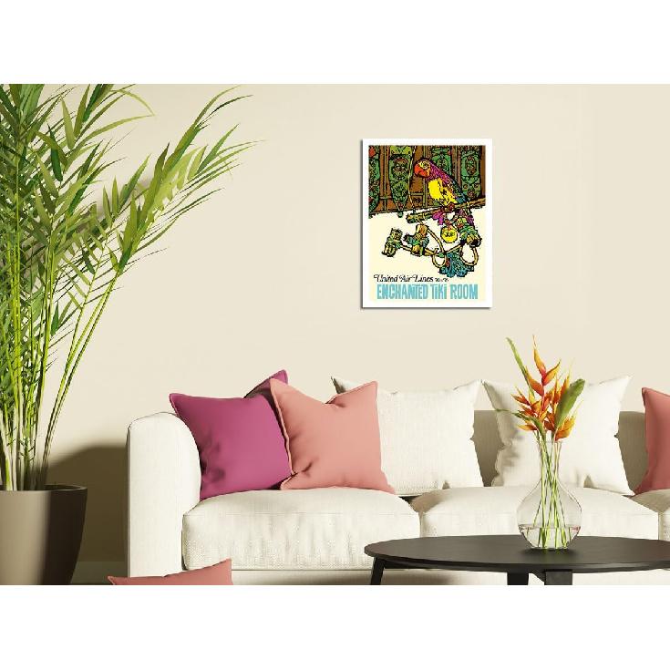 Pacifica Island Art Enchanted Tiki Room - United Air Lines - Vintage Airline Travel Poster by James Jebavy c.1968-8 x 12 inch Vintage Metal Tin Sign