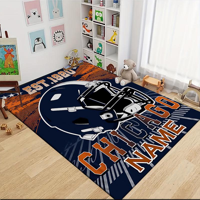 Custom Name Football Fanatic Journal Carpet Rug Customizable Soft Washable Anti-Slip Home Living Room Sofa Mats Personalized Rug. 090924