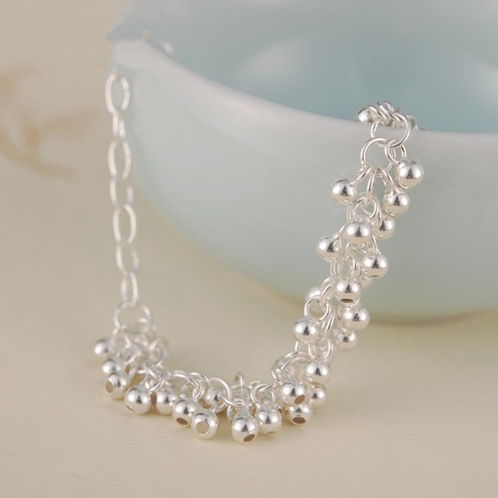 Grape Bracelet Fashion Beaded Silver Jewelry for Women Stylish Round Beads Circle Charm Bangle