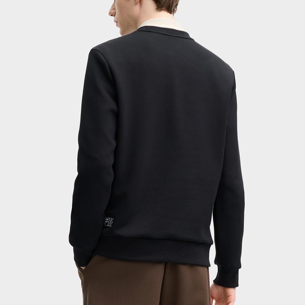 Fila Наследие Повседневный Универсальный Круглый Вырез Буквенный Пуловер С Длинным Рукавом Толстовка Мужская толстовка Черный F11M518202FBK