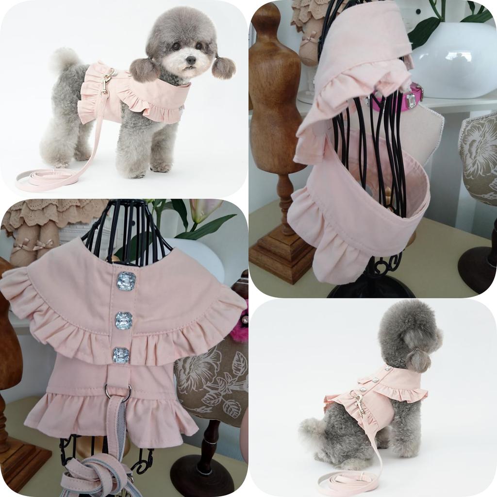 Lady Glamour Frilled Harness with Sparkling Decorative Easy To Put On and Take Includes a Matching Fabric Perfect for Dogs and Perfect for Walking