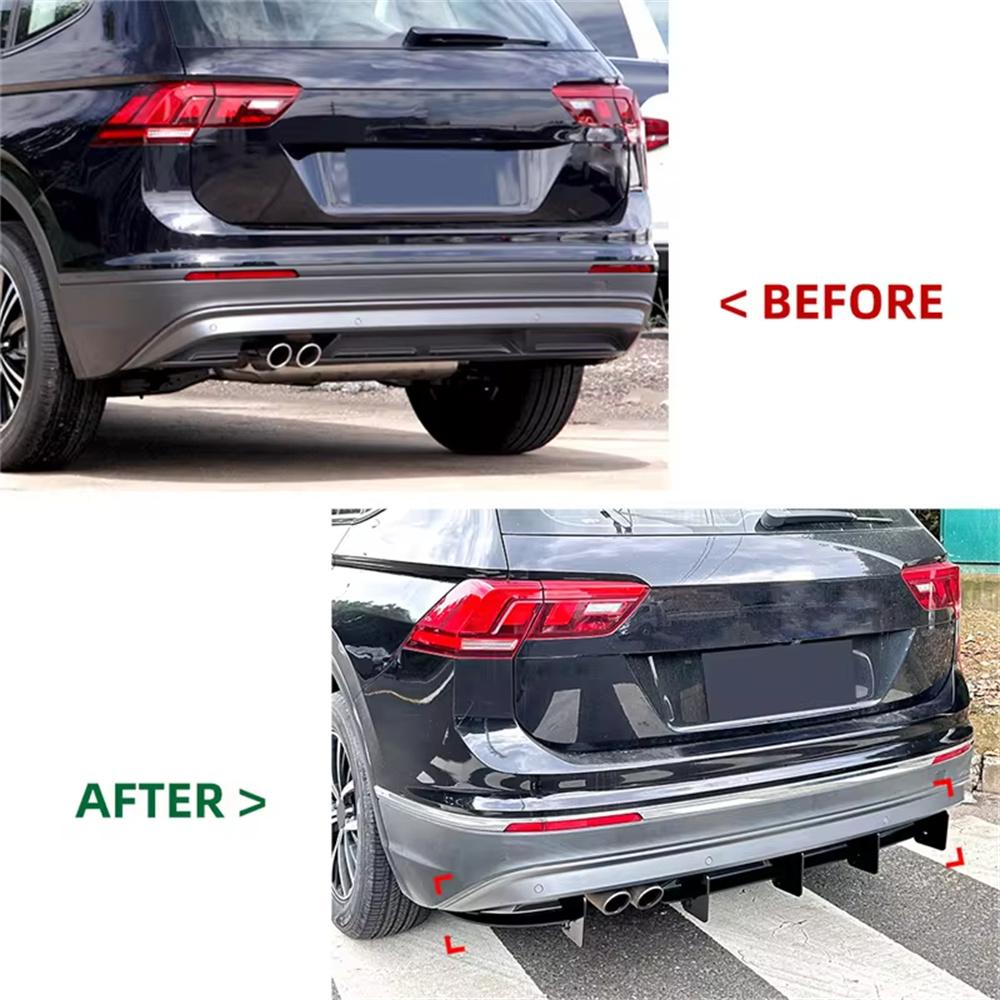 Глянцевый нижний задний бампер, диффузор, спойлер, сплиттер, протектор для VW Tiguan MK2 2021-2023, автомобильный стиль, автомобильный аксессуар, хвост