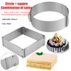 2pcs/set Adjustable Cake Mousse Ring 3D Stainless Steel Round & Square Cake Mold Cake Decorating Baking Tools