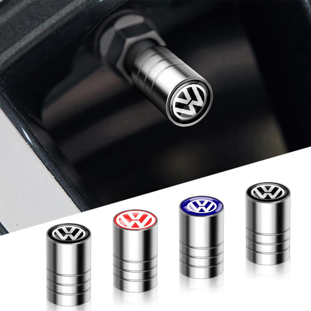 For Volkswagen MK2 4Pcs Anti-theft Car Metal Tire Valve Air Caps Auto Accessories For Volkswagen Caddy Scirocco CC Golf VI 4 MK7 Beetle GTI R Line