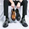 New Men's Dress Leather Shoes Luxury Fashion Groom Wedding Shoes Men England Style Derby Shoes
