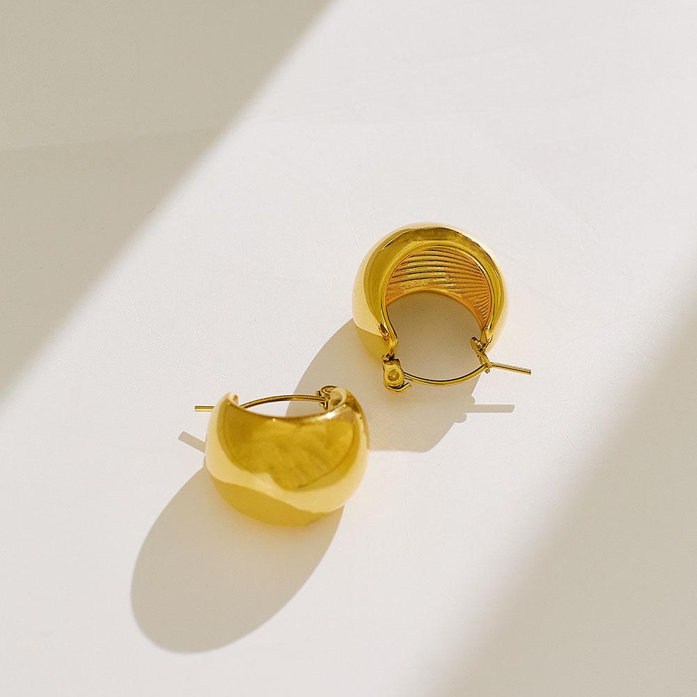 Серьги-шарики с золотой и светлой поверхностью из титановой стали Cold Wind