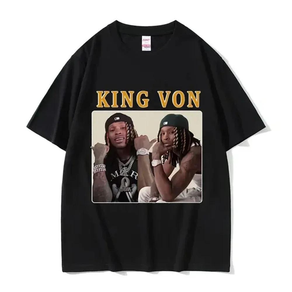 2026 Rapper KKing Von Graphic T Shirt Unisexs Hip Hop Gothic Fashion Short Sleeve Tshirts Oversized Tshirt Streetwear Tops