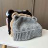 Cream Bear Sweet Cute Wind Ears Woolen Hat Ladies Autumn And Winter Pullover Knitted Warm Ear Protector Woolen Hat