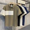 Trend Montage Contrasting Colors Loose Ventilate Soft Comfortlapel Versatile Leisure Time Men's Polo Shirt Summer New 2024