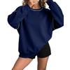 Women S Solid Color Crew Neck Long Sleeve Loose Fit Sweatshirt
