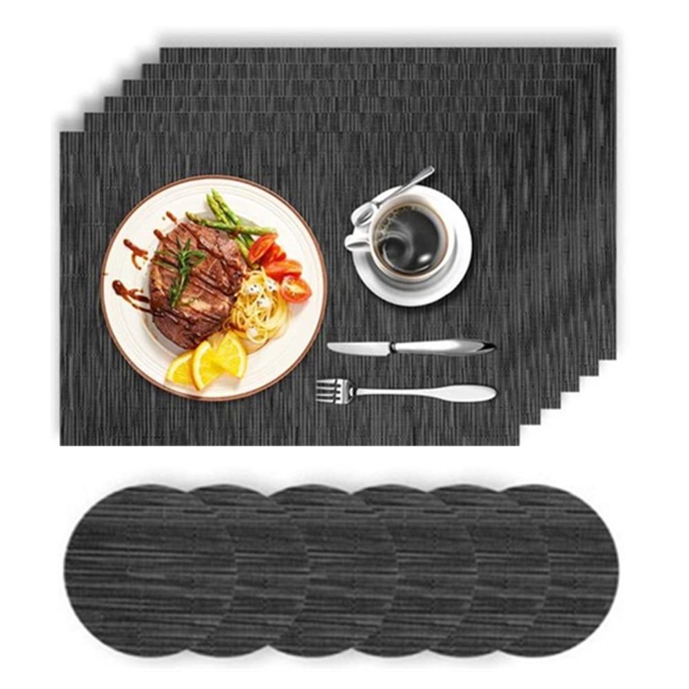 Набор из 6 элегантных салфеток и подставок, набор из плетеных виниловых салфеток, термостойких, нескользящих, моющихся салфеток для обеденного стола