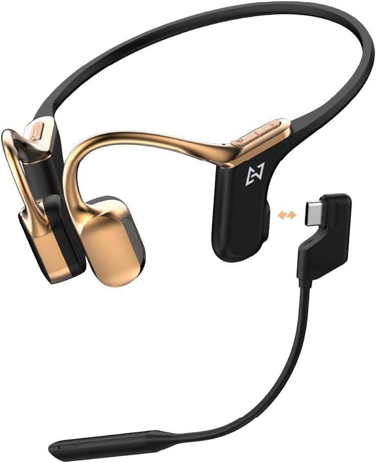 AVIOT Bone Conduction Headset with Boom Running Open Ear BA Bluetooth IPX5 12 Hours Long Playback Multipoint Sticker Included WB-E1M-GLE Microphone,