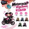 2D Flat Motorcycle Couple Keychain Acrylic Couple Keyring Funny Motorcycle Keychain  Key Decoration