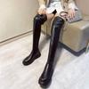 Black Flat Over The Knee Boots Women's Shoes Platform Thigh High Leather Boots Winter Autumn Long 2024 Female Thick Botas Mujer