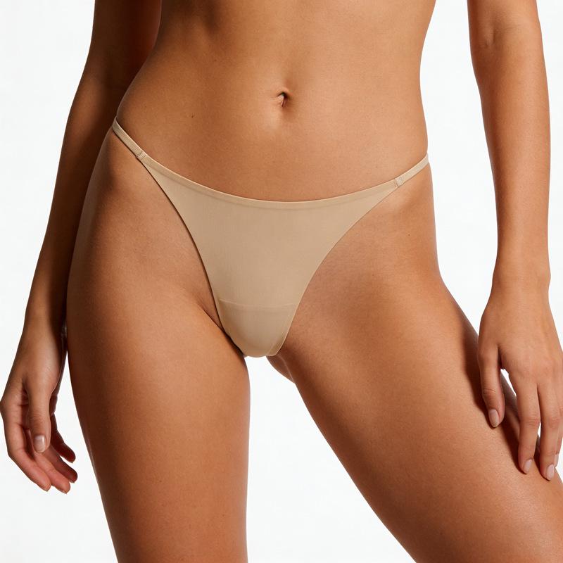 Сексуальные бесшовные стринги из ледяного шелка с низкой посадкой - Женское спортивное фитнес-белье большого размера