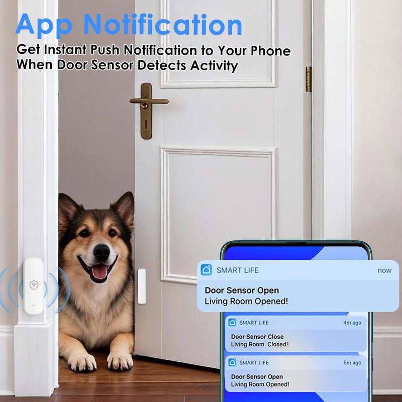 Tuya WiFi or Zigbee Door/Window Sensor Smart Home Open/Closed Alarm Security System Smart Life Remote Monitoring