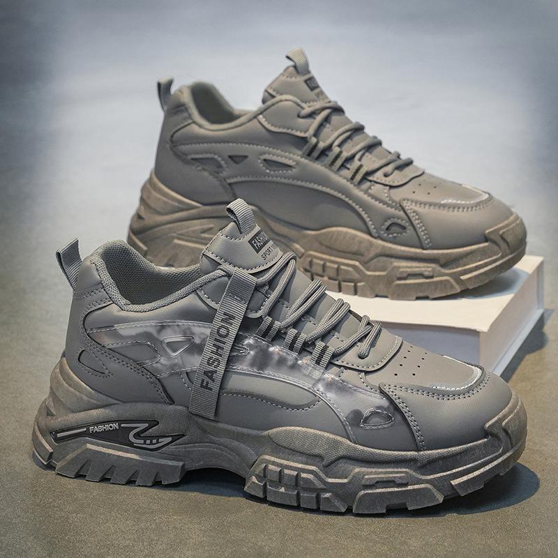 Men S Breathable Leather Upper Dad Shoes Casual Sports Fashion Sneakers