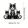 Винтажное металлическое настенное искусство Мать-кошка Котята Полосатый Фантастический Силуэт Геометрический Узор Декор Гостиной Подарок для Любителей Кошек