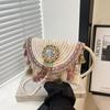Национальная пляжная плетеная сумка женская летняя новая контрастного цвета с бахромой соломенная плетеная повседневная на плечо сумка-мессенджер