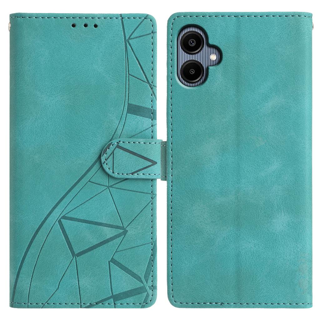 For Samsung Galaxy A06 4G Case Wallet Stand Imprinted Triangle Pattern Leather Phone Flip Cover