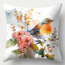 Flowers, Butterflies, Birds Throw Pillow Covers With Digital Printing Of Short Plush Fabric Car-Shaped Sofa Cushion Home Decor