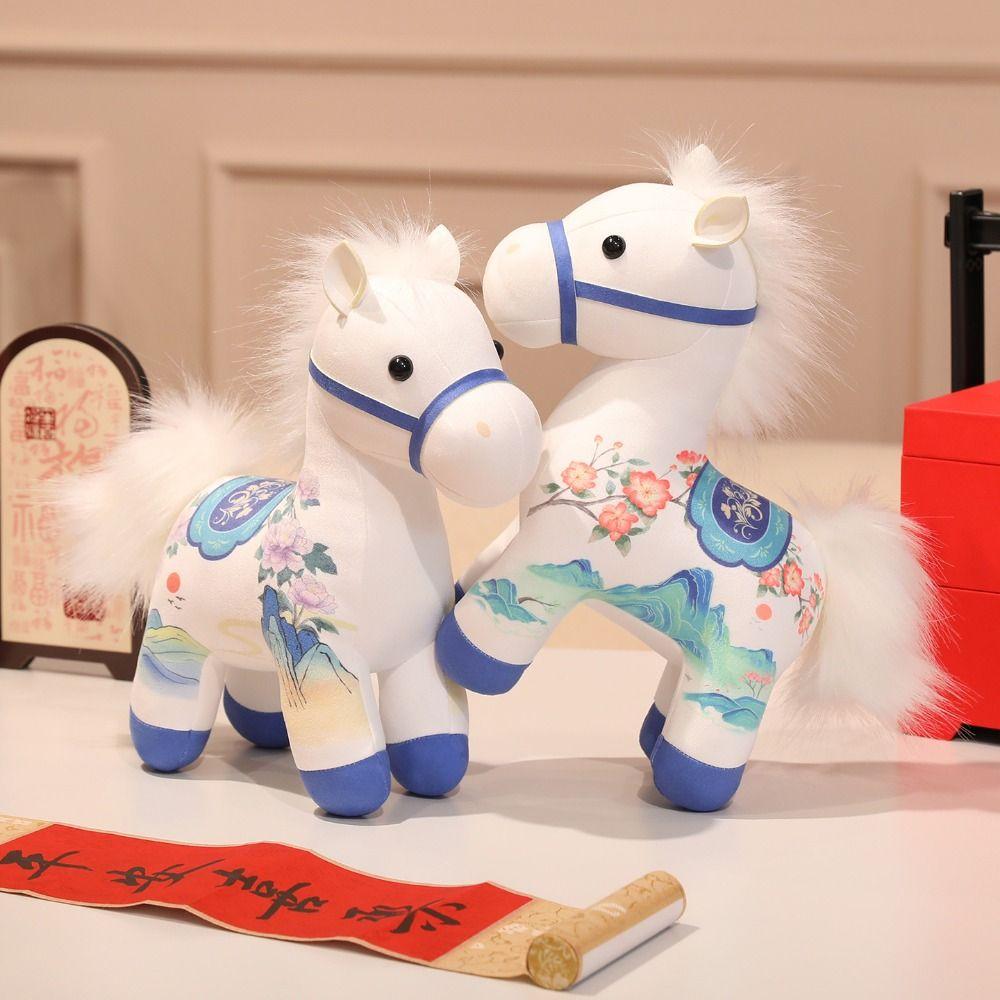 PP Cotton Cartoon Steed Doll Chinese Style Plush Horse Doll Pendant Festive Decor