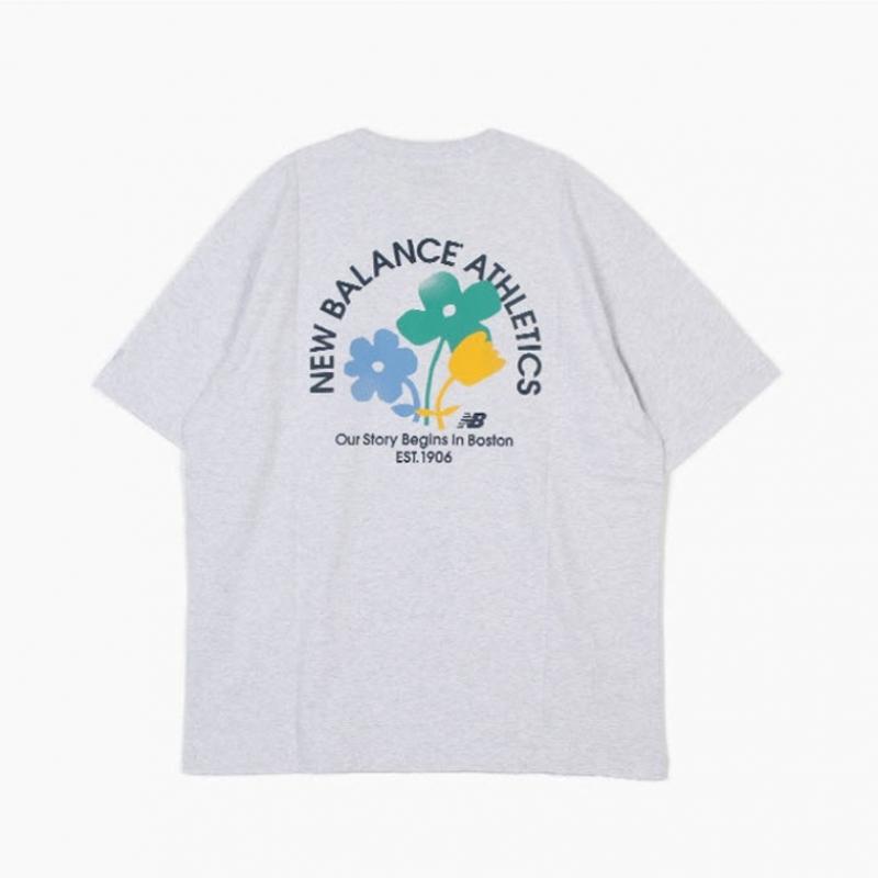 New Balance Футболка с коротким рукавом Half Club Uni Flower, полуоблегающая, Nbnefco233 16, футболка с коротким рукавом