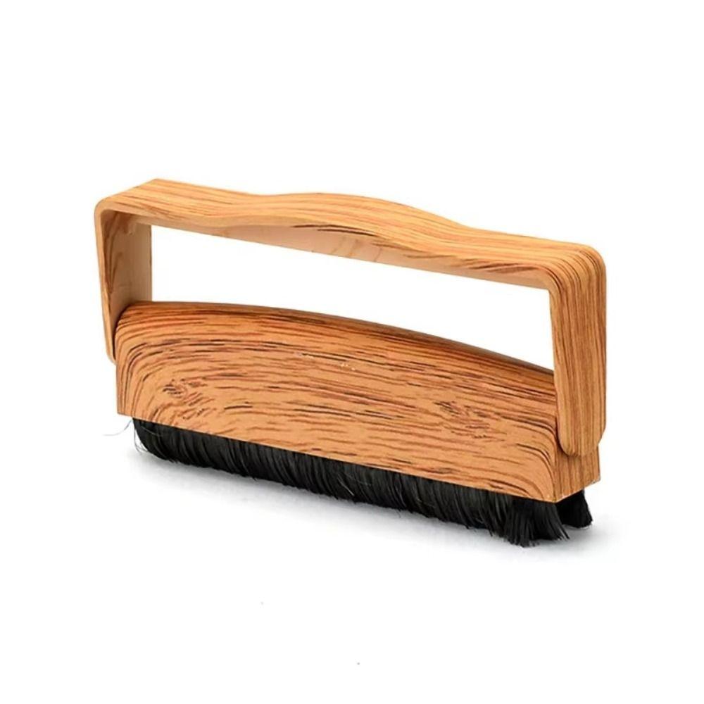 Soft Bristle LP Turntable Dust Remover Wood Grain Handle Phonograph Record Cleaner Tool Household