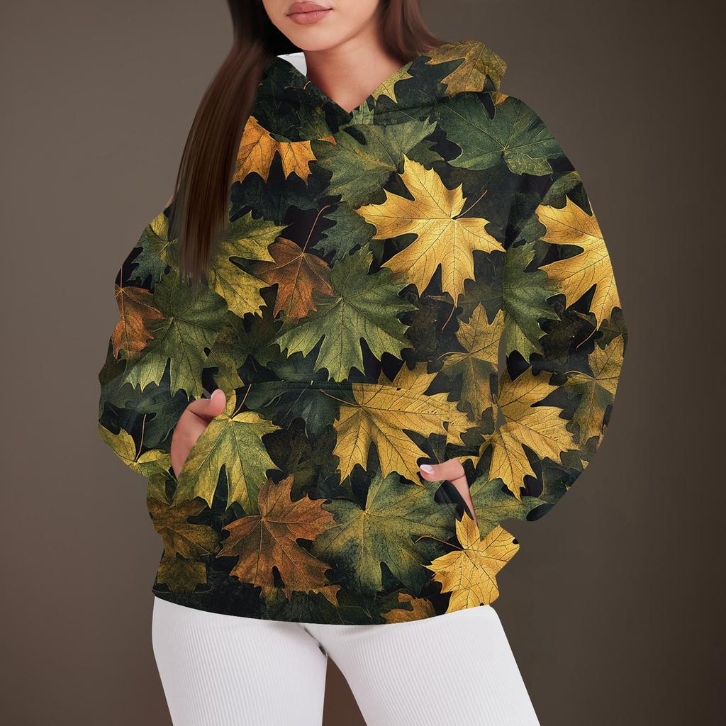 Women's Fashion Casual Pullover Hooded Sweatshirt  Printed Long Sleeve Sweatshirt