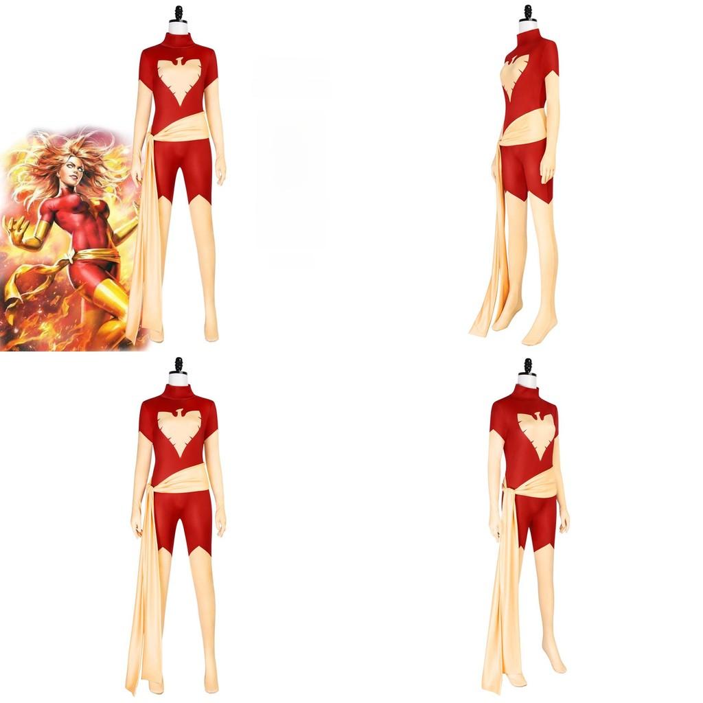 Косплей-комбинезон Феникс Икс-мен из эластичной ткани для костюма на Хэллоуин