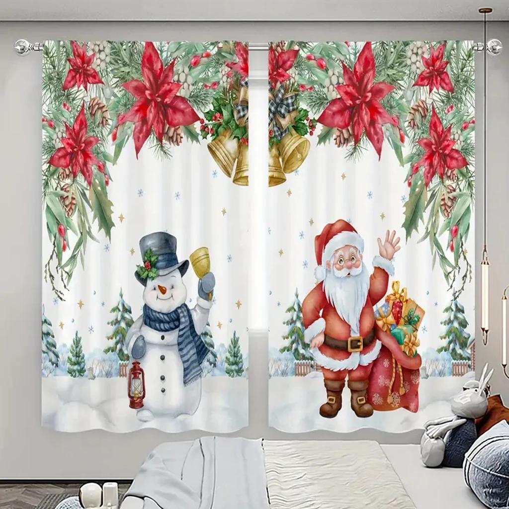 3D Digital Print Curtains With Christmas Tree Snow for Boys Nursery Bedroom Kids Curtains Panels Drapes for Living Room Bedroom