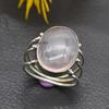 Rose Quartz Gemstone 925 Sterling Silver Handmade Jewelry Solid Ring For Xmas Gift