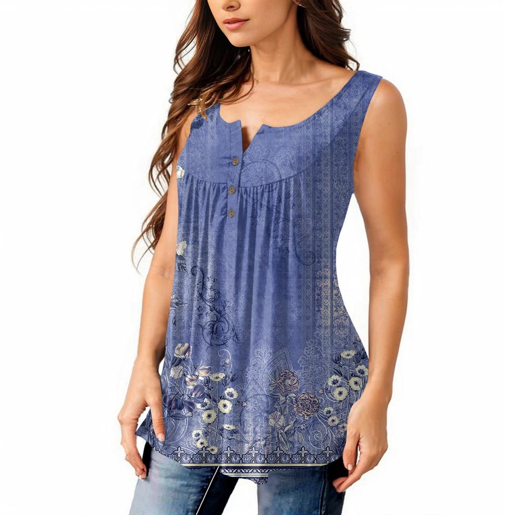 Женская мода плиссированная безрукавка повседневная футболка жилет топ на пуговицах